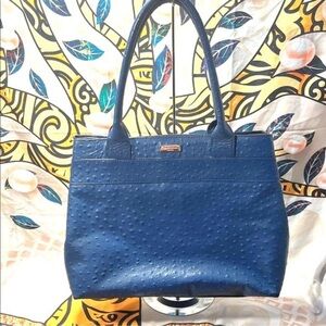 Kate Spade Ostrich Leather Textured Blue Tote